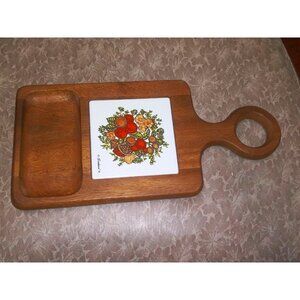 Vintage CheeseBoard Charcuterie 1970s Goodwood Teak Wood CheeseTray Square tile